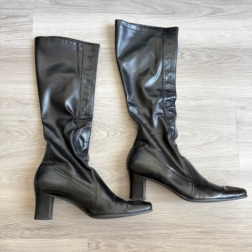 Franco Sarto “Bogey” Knee-High Black Leather Boots | Size 13M